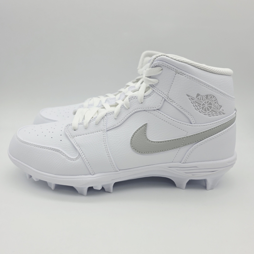 Jordan 1 TD Cleat Mid Grey Fog Football Cleats Men's Size 12 FJ6805-101